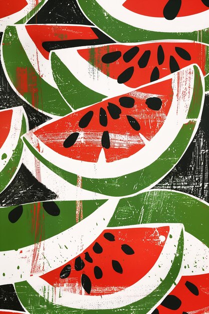 Photo watermelons textural bright red white stripes unmistakably kenyan one green artful summertime