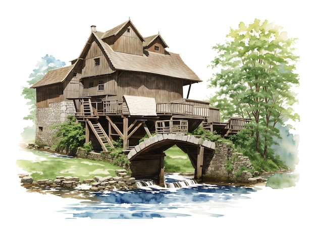 Watermill Clipart