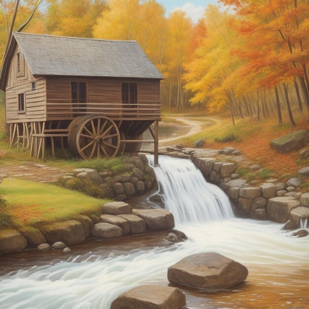 Watermill in nature