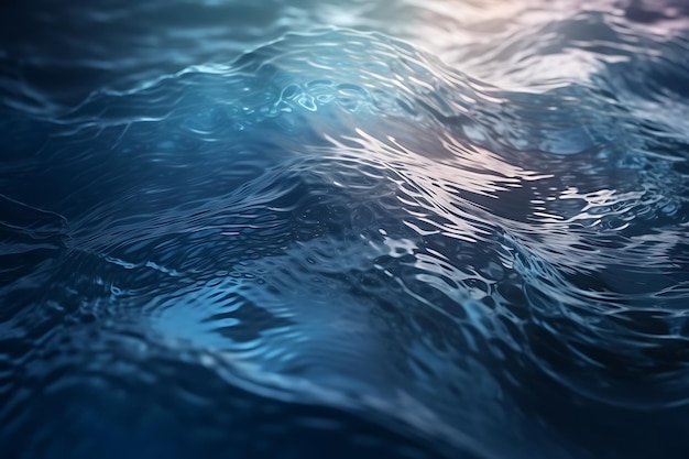 Wateroppervlak met chaotische golven en prachtige lichtreflecties AI Generative