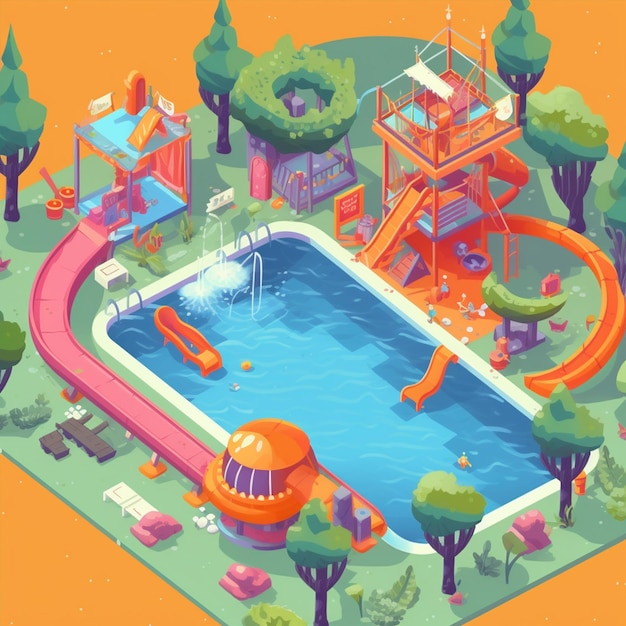 A waterpark illustration image