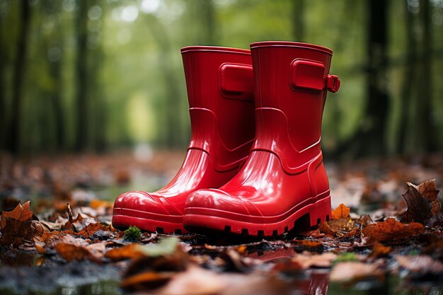 Waterproof Red rubber boots Generate Ai