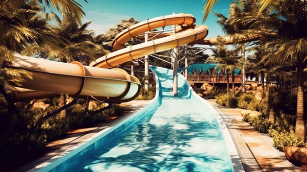 A waterslide at a water park