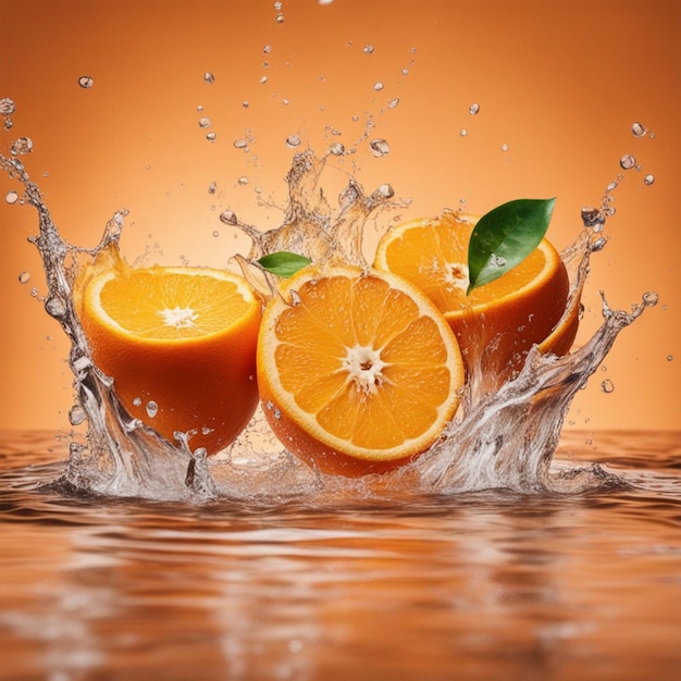 Waterspatten op vers gesneden sinaasappelenbehang