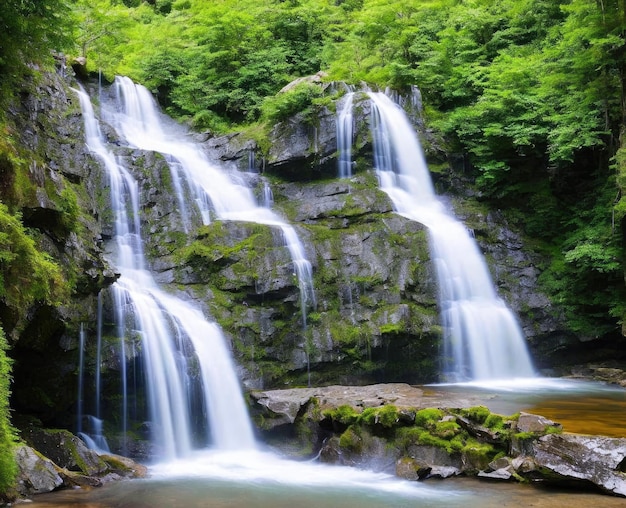 waterval en bos natuur reizen wandelconcept