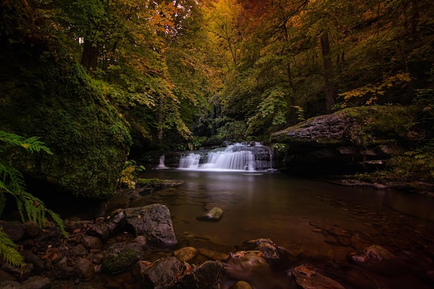 waterval in herfstbos