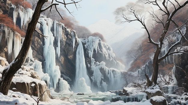 waterval met ijs HD wallpaper fotografisch beeld