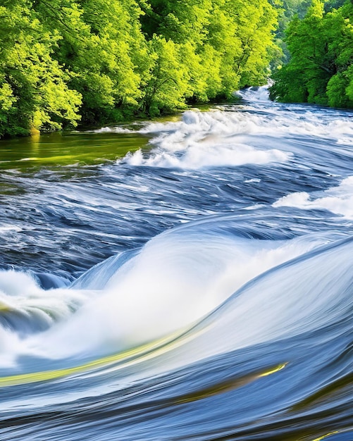 Foto watervallen en ravijnen in de rivier het zijdeachtige effect van bewegend waterlandschap