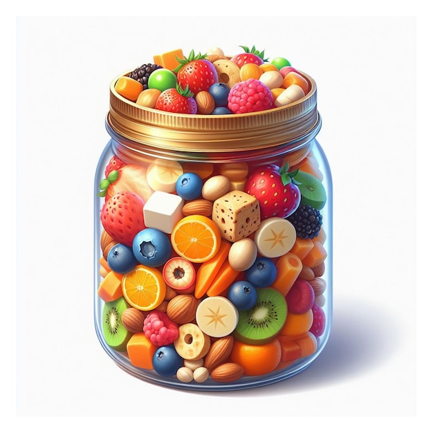 waterverf afbeelding Jar van kleurrijke snoep