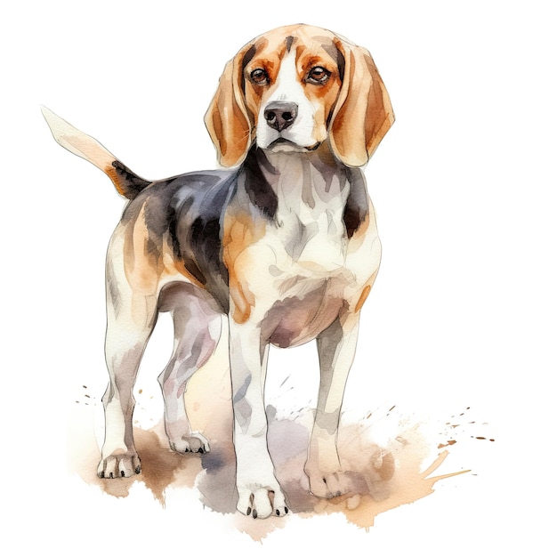 Waterverf Amerikaanse Beagle clipart witte achtergrond