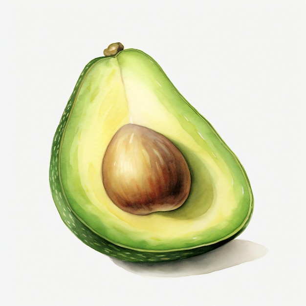 waterverf avocado op witte achtergrond