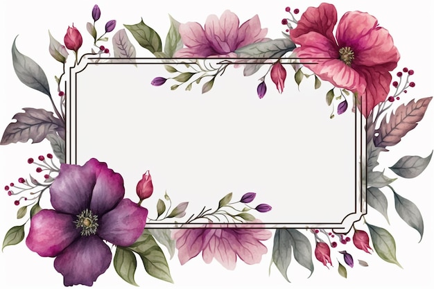 Waterverf bloemen frame achtergrond