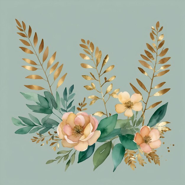 waterverf bloemen in pasteltonen botanische elementen illustratie