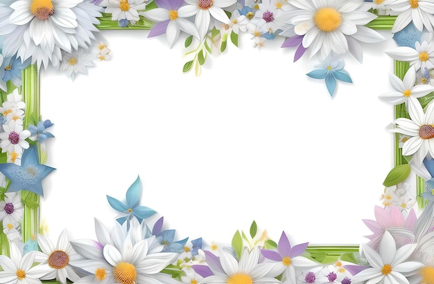 Waterverf bloemen rand frame