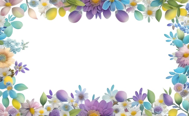 Waterverf bloemen rand frame