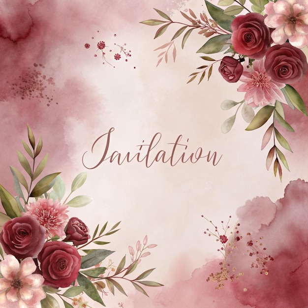 Waterverf bloemen uitnodiging grens