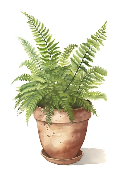 Waterverf Boston Fern Illustratie voor Organic Wall Art Generative AI