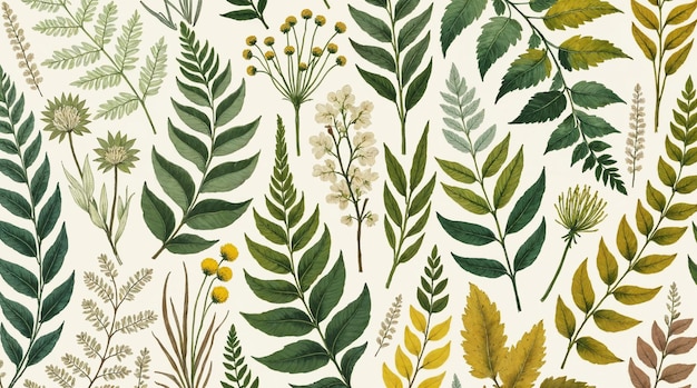 Waterverf botanisch naadloos patroon