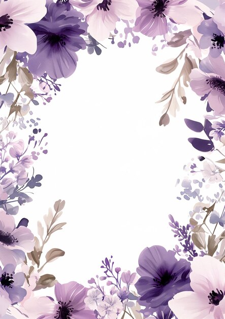 Foto waterverf botanische bloemen frame achtergrond met vrije ruimte voor uitnodiging trouwkaart ai gegenereerd