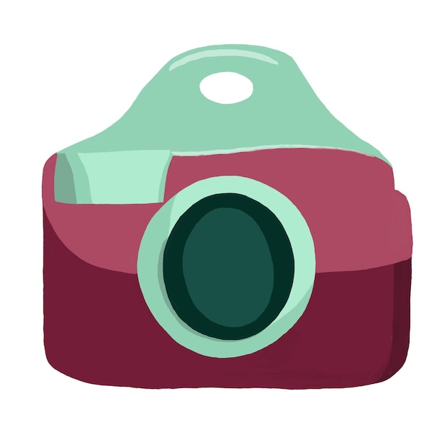 Waterverf en tekening voor Vintage filmcamera geïsoleerd op een witte achtergrond
