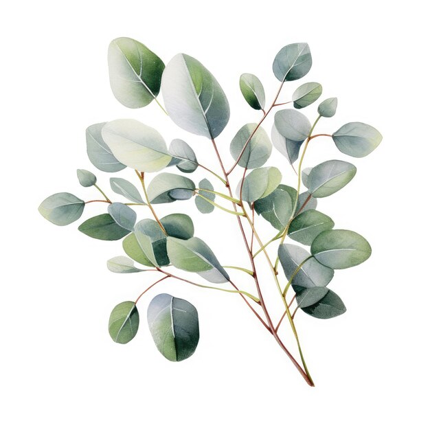 waterverf eucalyptus clipart witte achtergrond