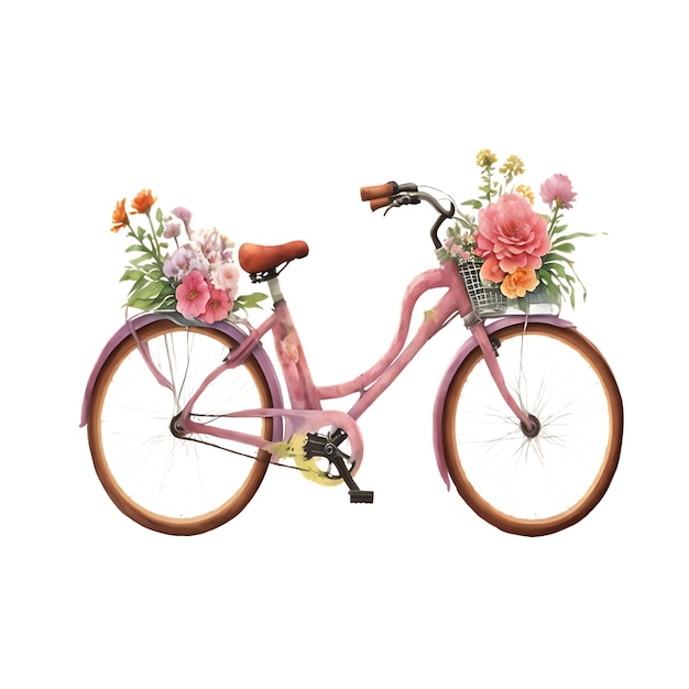 Foto waterverf fiets met bloem