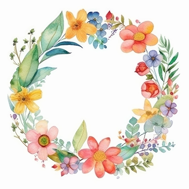 Waterverf Floral Frame Illustratie AI GenerativexA