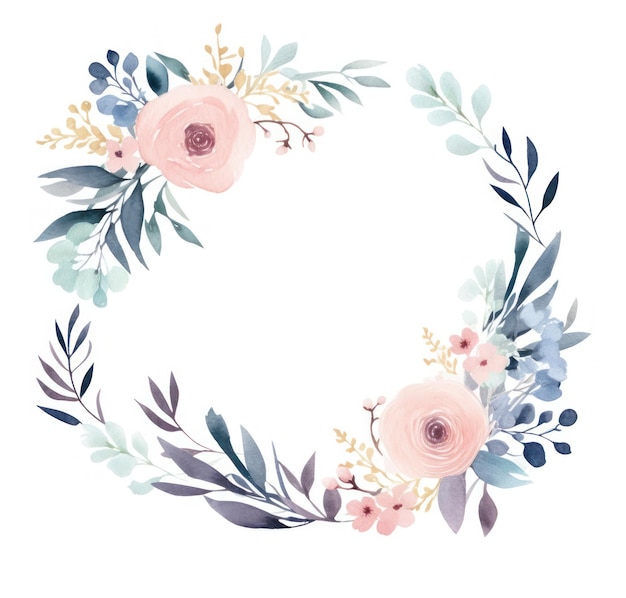 Waterverf Floral Frame Illustratie AI GenerativexA