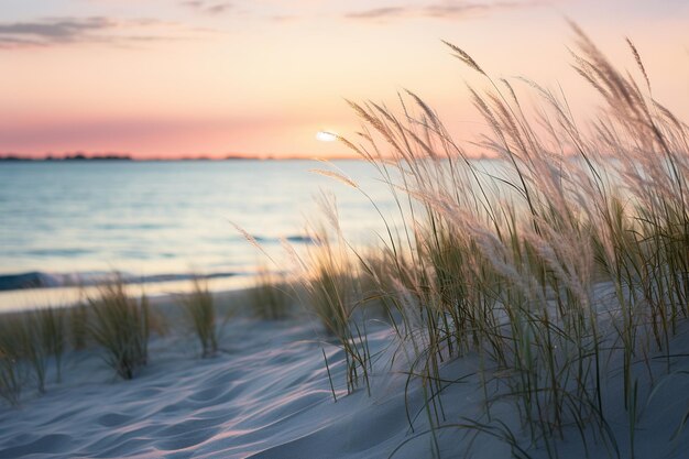 Foto waterverf fluistert bij de zee sereniteit bij zonsondergang