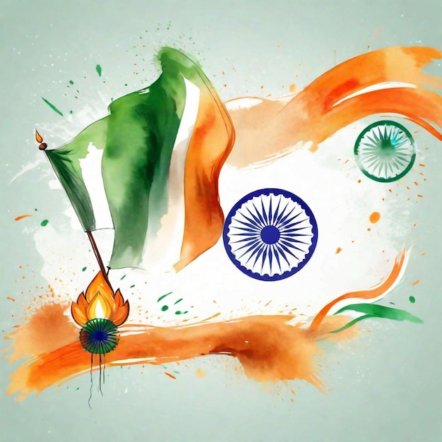 Foto waterverf gelukkige indiase onafhankelijkheidsdag sjabloon