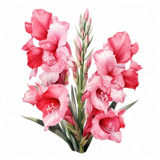 Waterverf gladioli bloemen grens geïsoleerd