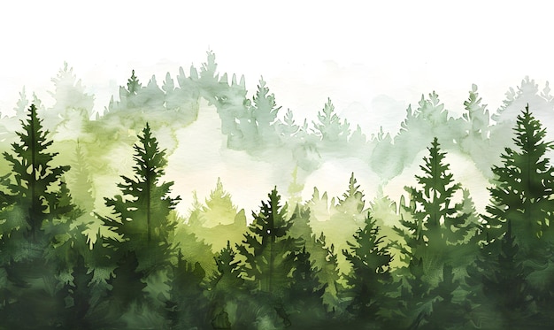 waterverf groen bos