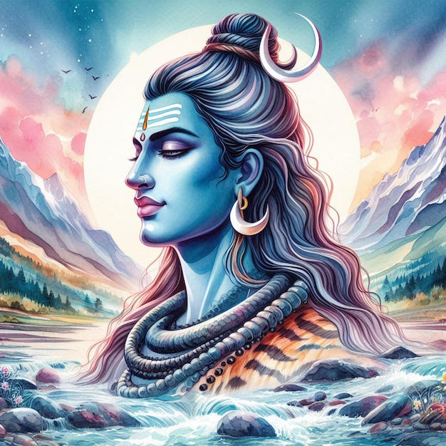 Waterverf heer mahadev beste afbeelding