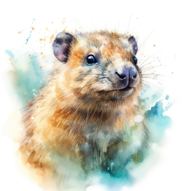Waterverf het schilderen van hyrax met witte achtergrond