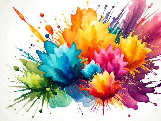 Waterverf holi banner illustratie met een levendige en rijke explosie van kleurrijke poeders