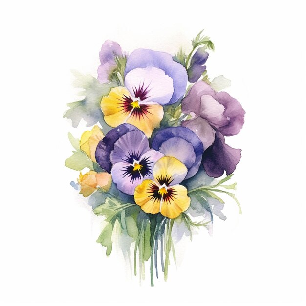 waterverf illustratie van pansy's