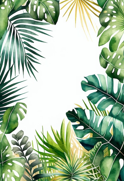 Waterverf kleine hoeveelheid Tropical Jungle BackgroundGenerative AI