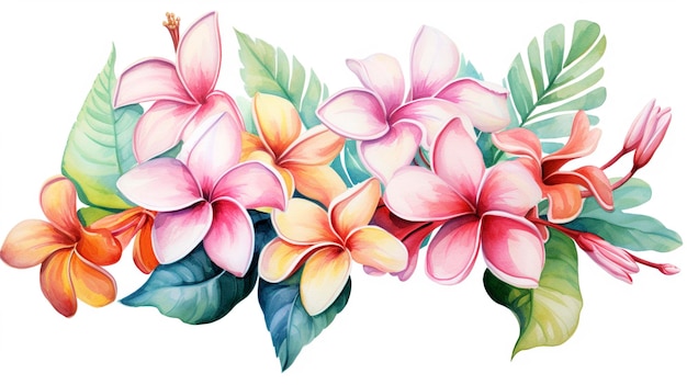 Waterverf Levendige Tropische Plumeria