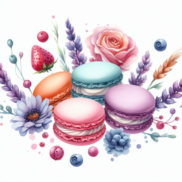 waterverf macaroon illustratie