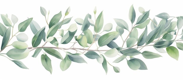 waterverf met de hand getekende groene eucalyptus takken geïsoleerde achtergrond in de stijl van met de hand geschilderd