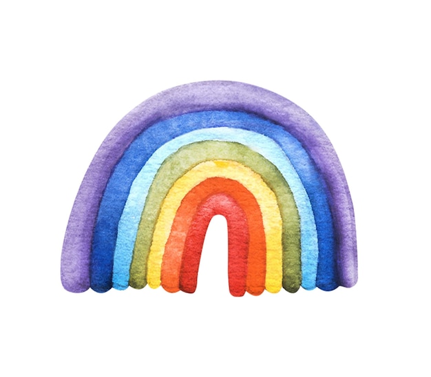 Waterverf met de hand getekende regenboog illustratie perfect voor creatieve projecten van ansichtkaarten en posters