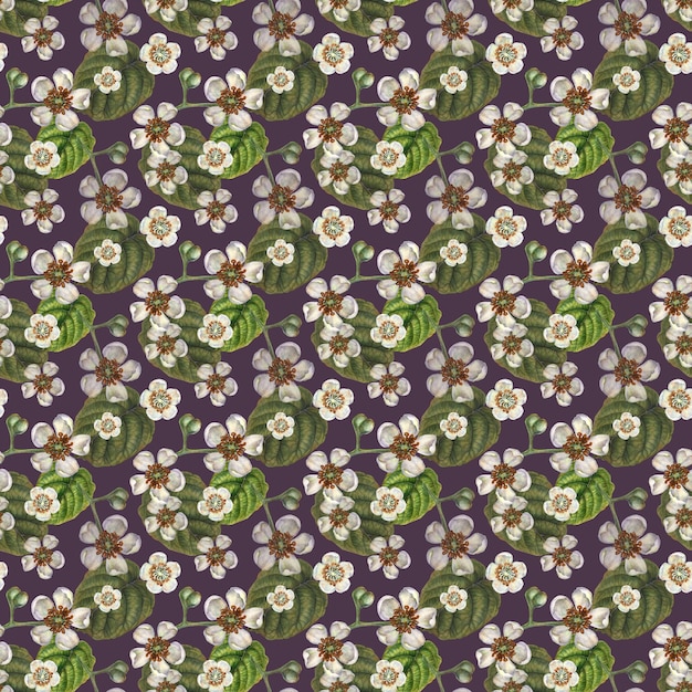 Foto waterverf naadloos patroon met kiwi-vruchten bladeren en bloeiende bloemen voor stoffen achtergronden