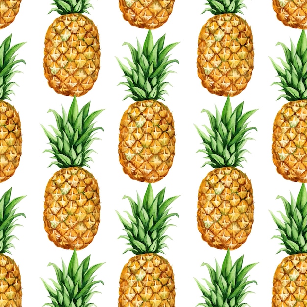 waterverf naadloos patroon met rijpe ananas schets van tropische vruchten met de hand getekend illustratie voedsel illustratie geïsoleerd op witte achtergrond