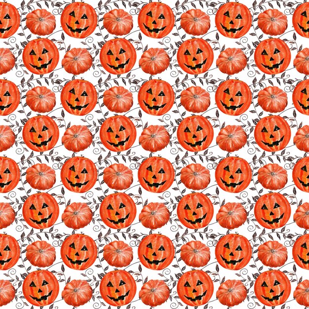 Waterverf naadloos patroon met verschillende Halloween thema elementen