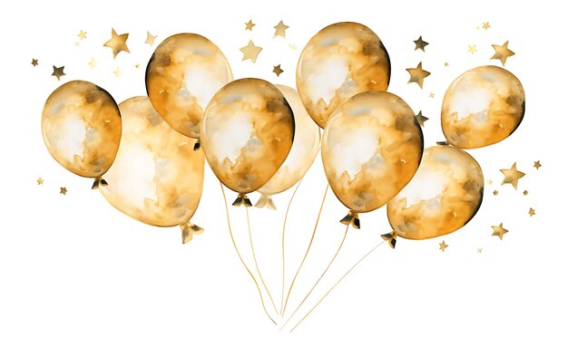 Foto waterverf nieuwjaars frame ovaal goud sterren ballonnen