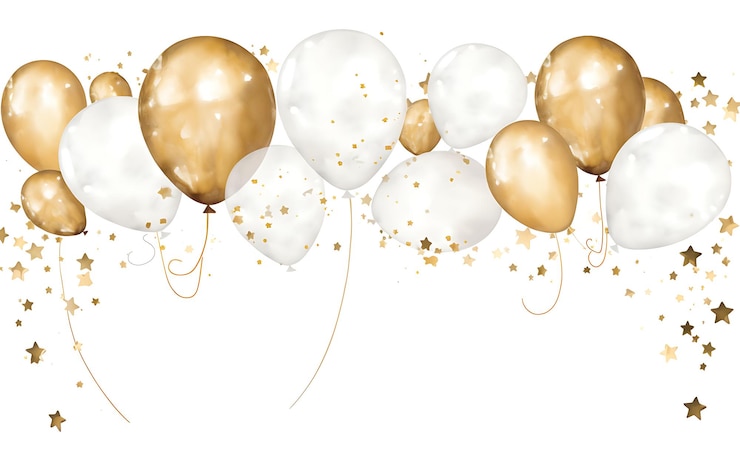 Foto waterverf nieuwjaars frame ovaal goud sterren ballonnen