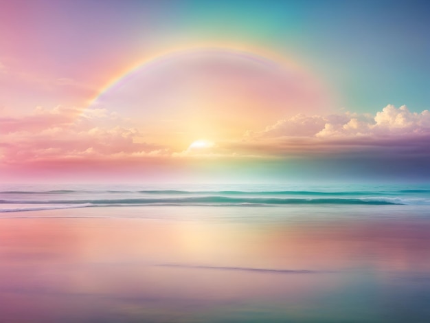 Foto waterverf pastel regenboog zachte roze hemel behang pluizige wolk schattige pastel regenboog waterverf p