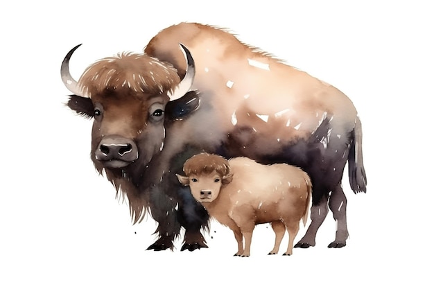 waterverf schilderij illustratie van buffel