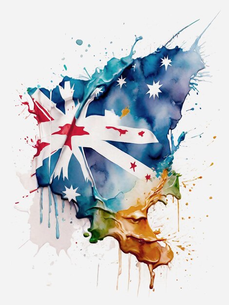 Foto waterverf splash-effect van de australische vlag