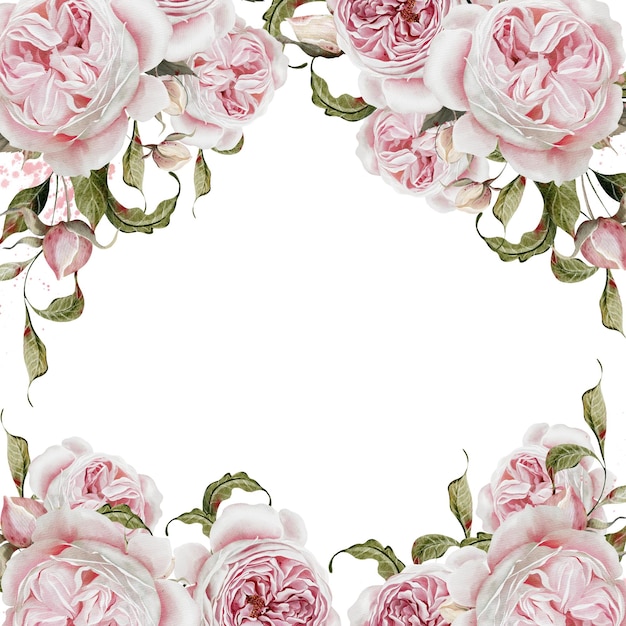 Waterverf trouwkaart met rozen bloemen en bladeren